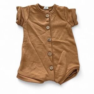 Baby boy brown romper wooden buttons 6-12m